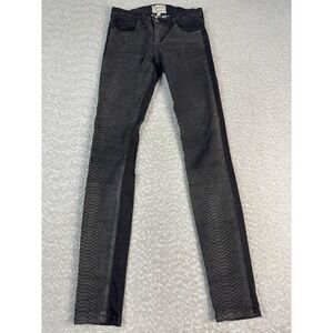Current/Elliott Jeans Womens 24 Black The Ankle Skinny Matte Snake Print Coated